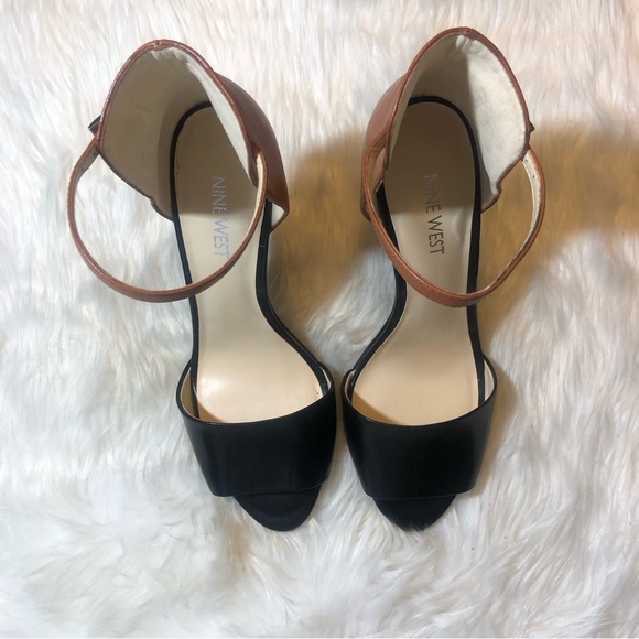 Nine West Acre Leather Black/Brown Heels 7.5M - Picture 5 of 14